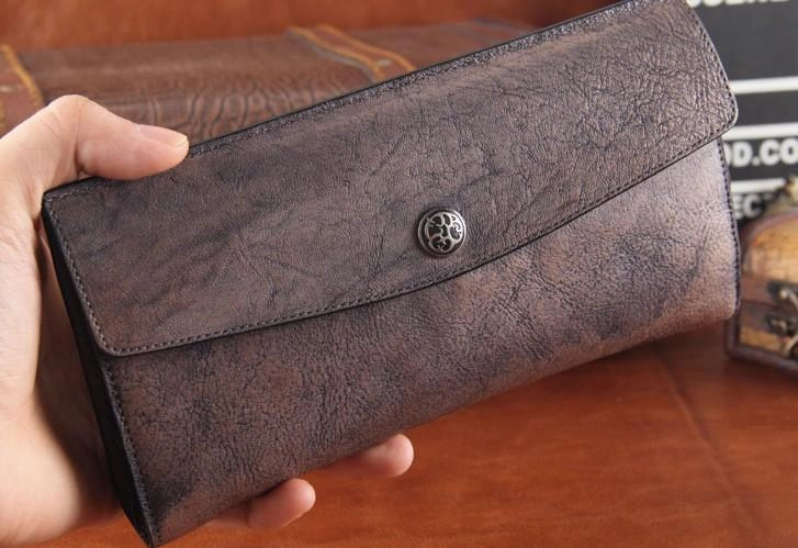 Handmade Leather Mens Clutch Cool Braided Wallet Clutch Wristlet Wallet for Men