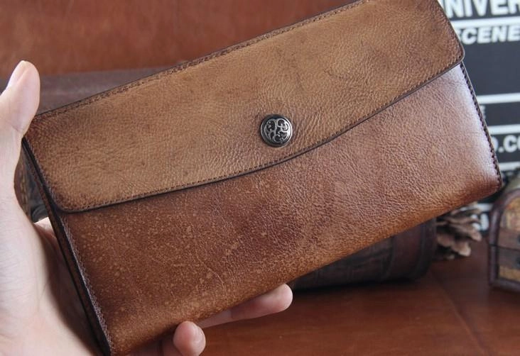 Handmade Leather Mens Clutch Cool Braided Wallet Clutch Wristlet Wallet for Men