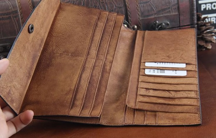 Handmade Leather Mens Clutch Cool Braided Wallet Clutch Wristlet Wallet for Men