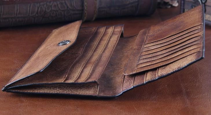 Handmade Leather Mens Clutch Cool Braided Wallet Clutch Wristlet Wallet for Men