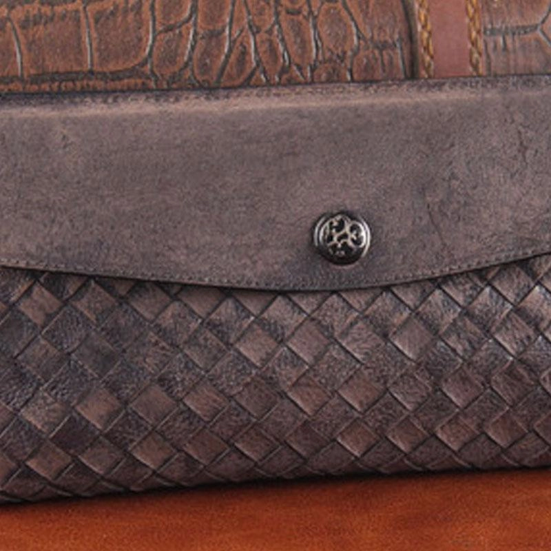 Handmade Leather Mens Clutch Cool Braided Wallet Clutch Wristlet Wallet for Men