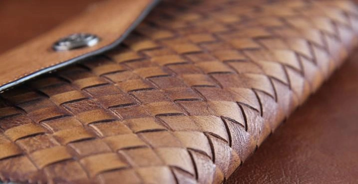 Handmade Leather Mens Clutch Cool Braided Wallet Clutch Wristlet Wallet for Men