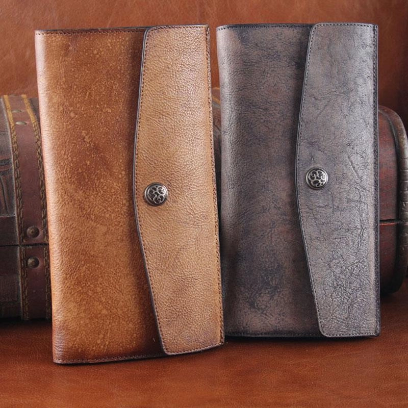 Handmade Leather Mens Clutch Cool Braided Wallet Clutch Wristlet Wallet for Men