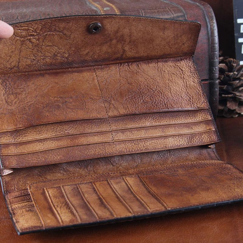 Handmade Leather Mens Clutch Cool Braided Wallet Clutch Wristlet Wallet for Men