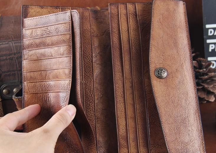 Handmade Leather Mens Clutch Cool Braided Wallet Clutch Wristlet Wallet for Men