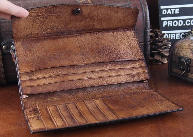 Handmade Leather Mens Clutch Cool Braided Wallet Clutch Wristlet Wallet for Men