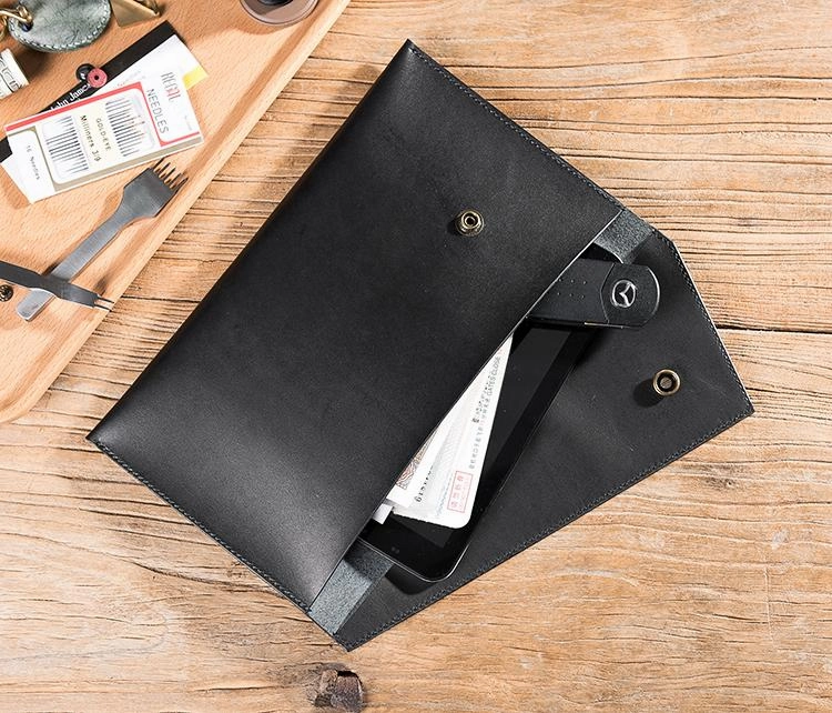 Handmade Leather Mens Clutch Cool Slim Wallet Envelope Clutch Wallet for Men