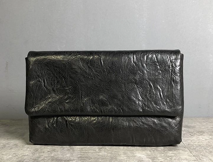 Handmade Leather Mens Clutch Cool Slim Wallet Zipper Clutch Wristlet Wallet for Men