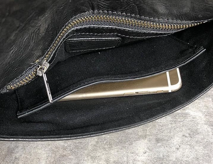 Handmade Leather Mens Clutch Cool Slim Wallet Zipper Clutch Wristlet Wallet for Men