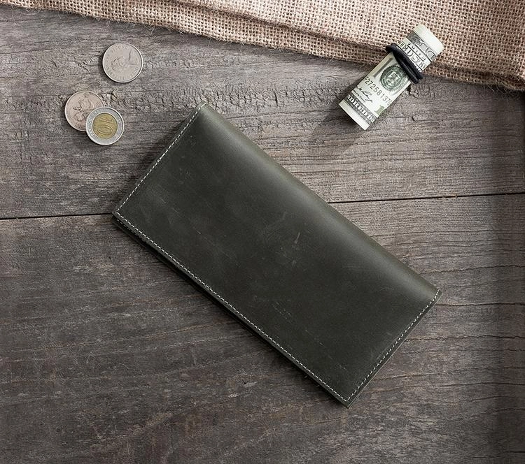 Handmade Leather Mens Clutch Wallet Cool Leather Wallet Long Phone Wallets for Men