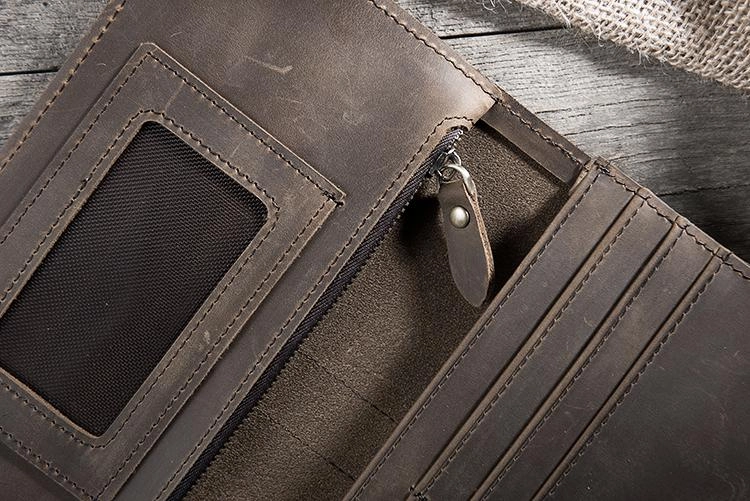 Handmade Leather Mens Clutch Wallet Cool Leather Wallet Long Phone Wallets for Men