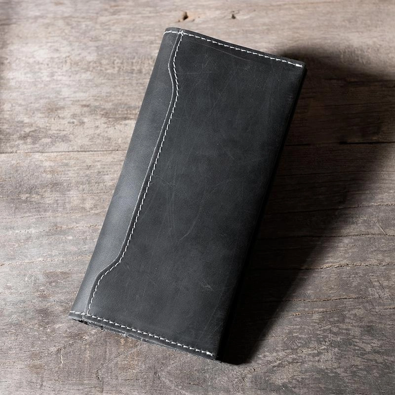 Handmade Leather Mens Clutch Wallet Cool Leather Wallet Long Phone Wallets for Men