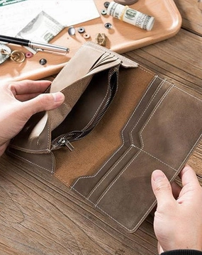 Handmade Leather Mens Clutch Wallet Cool Leather Wallet Long Phone Wallets for Men