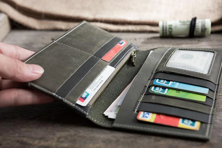 Handmade Leather Mens Clutch Wallet Cool Leather Wallet Long Phone Wallets for Men