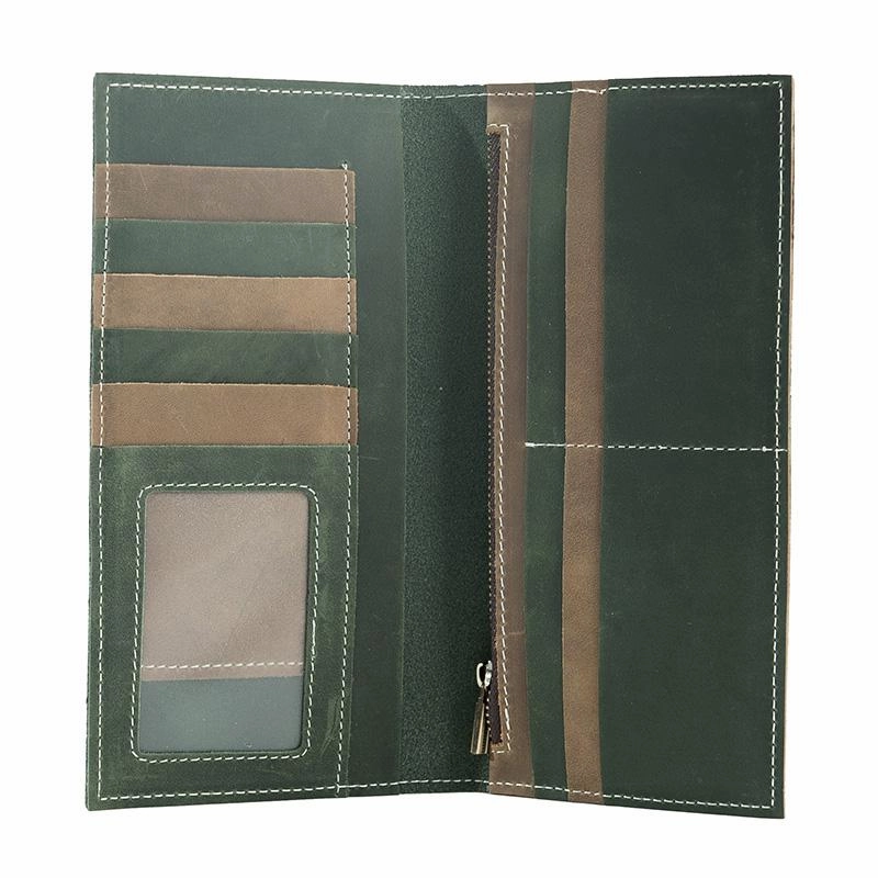 Handmade Leather Mens Clutch Wallet Cool Leather Wallet Long Phone Wallets for Men