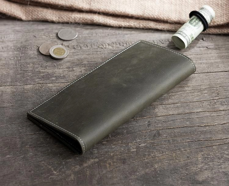 Handmade Leather Mens Clutch Wallet Cool Leather Wallet Long Phone Wallets for Men
