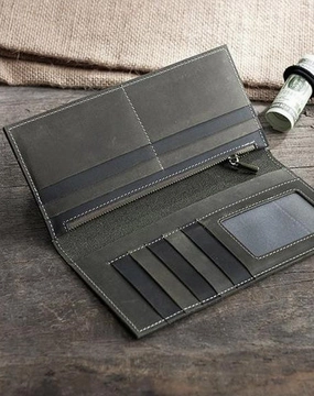Handmade Leather Mens Clutch Wallet Cool Leather Wallet Long Phone Wallets for Men