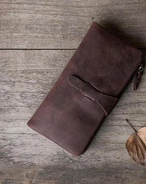 Handmade Leather Mens Clutch Wallet Cool Leather Wallet Long Phone Wallets for Men