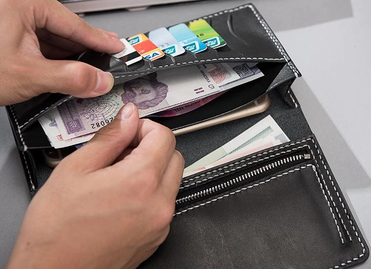 Handmade Leather Mens Clutch Wallet Cool Leather Wallet Long Phone Wallets for Men