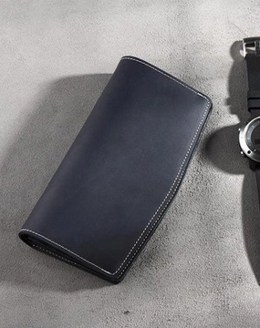 Handmade Leather Mens Clutch Wallet Cool Leather Wallet Long Phone Wallets for Men