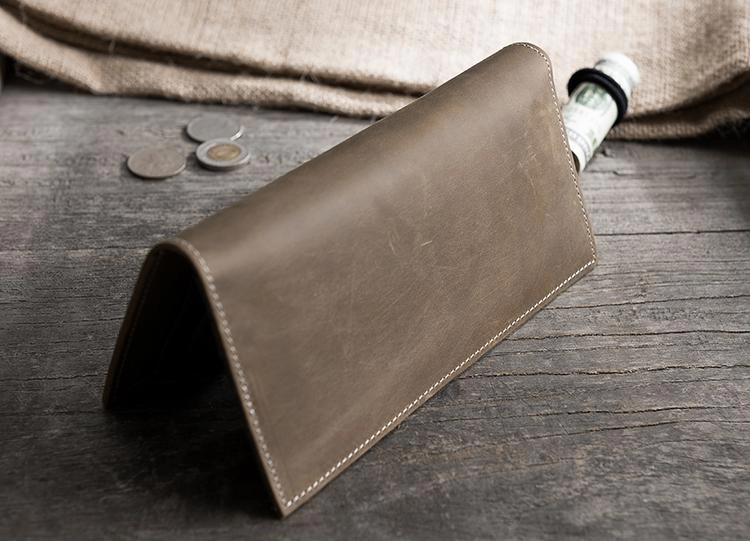 Handmade Leather Mens Clutch Wallet Cool Leather Wallet Long Phone Wallets for Men