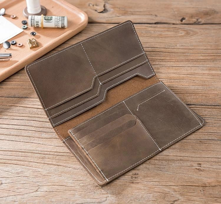 Handmade Leather Mens Clutch Wallet Cool Leather Wallet Long Phone Wallets for Men