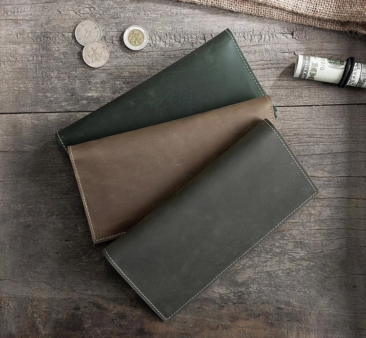 Handmade Leather Mens Clutch Wallet Cool Leather Wallet Long Phone Wallets for Men