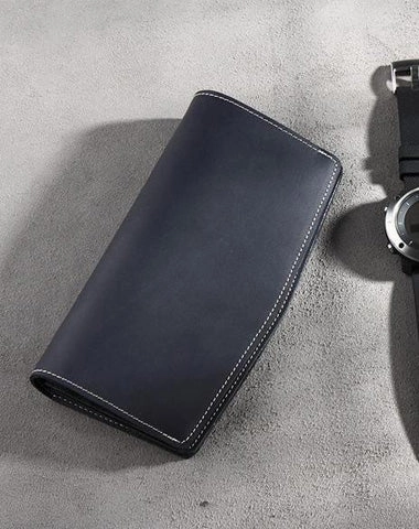 Handmade Leather Mens Clutch Wallet Cool Leather Wallet Long Phone Wallets for Men