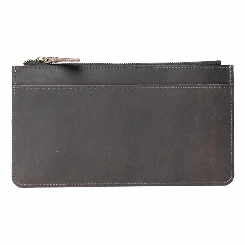 Handmade Leather Mens Clutch Wallet Cool Leather Wallet Zipper Phone Wallets for Men