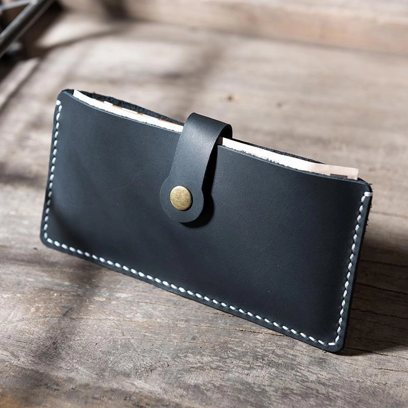 Handmade Leather Mens Clutch Wallet Cool Slim Leather Wallet Long Phone Wallets for Men