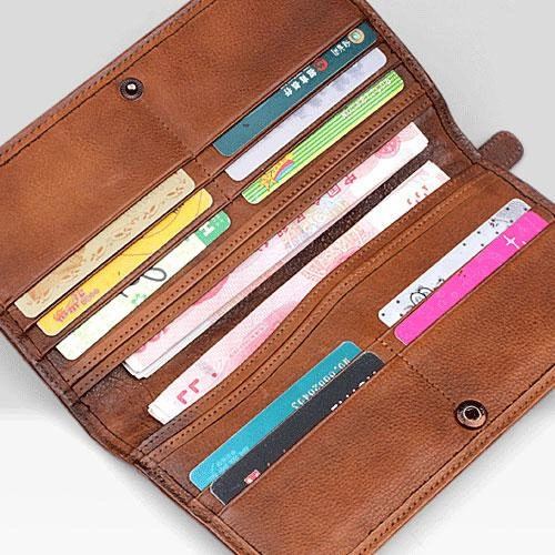 Handmade Leather Mens Cool Long Leather Wallet Bifold Clutch Wallet for Men