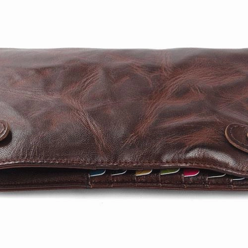 Handmade Leather Mens Cool Long Leather Wallet Bifold Clutch Wallet for Men