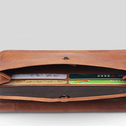 Handmade Leather Mens Cool Long Leather Wallet Bifold Clutch Wallet for Men