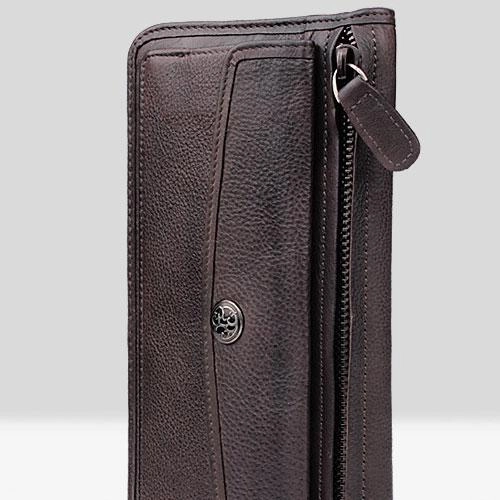 Handmade Leather Mens Cool Long Leather Wallet Bifold Clutch Wallet for Men