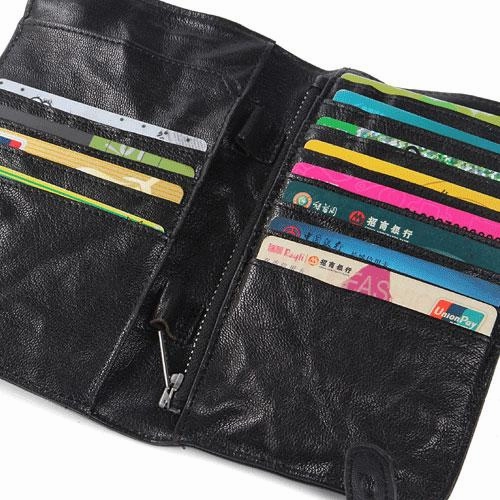 Handmade Leather Mens Cool Long Leather Wallet Bifold Clutch Wallet for Men