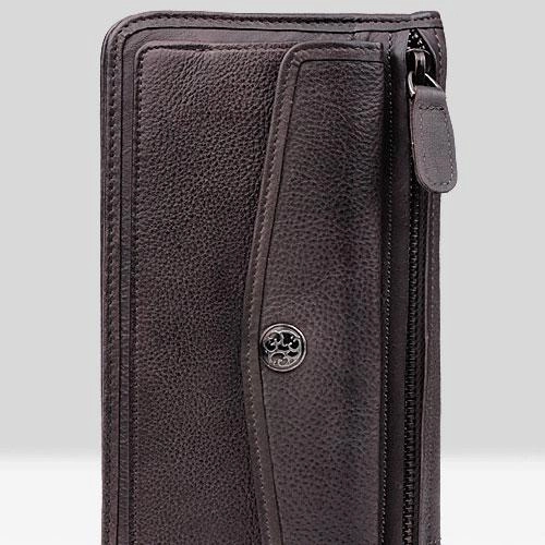 Handmade Leather Mens Cool Long Leather Wallet Bifold Clutch Wallet for Men