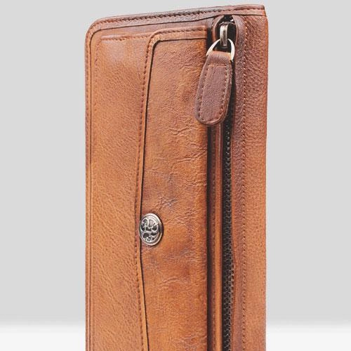 Handmade Leather Mens Cool Long Leather Wallet Bifold Clutch Wallet for Men