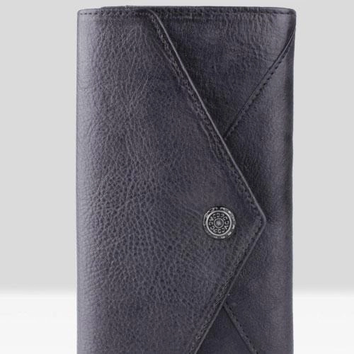 Handmade Leather Mens Cool Long Leather Wallet Bifold Envelope Clutch Wallet for Men