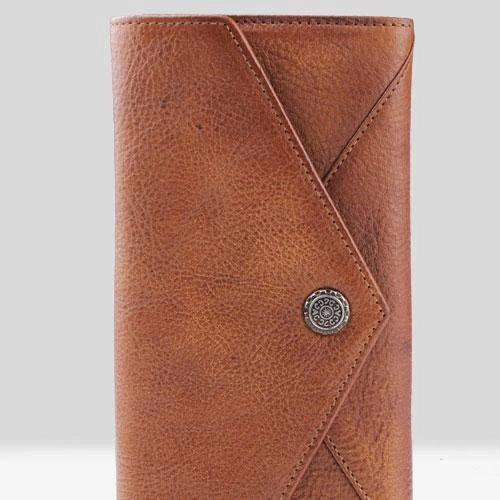 Handmade Leather Mens Cool Long Leather Wallet Bifold Envelope Clutch Wallet for Men