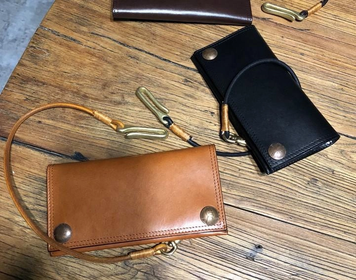Handmade Leather Mens Cool Long Leather Wallet Biker Wallet Clutch Wallet for Men