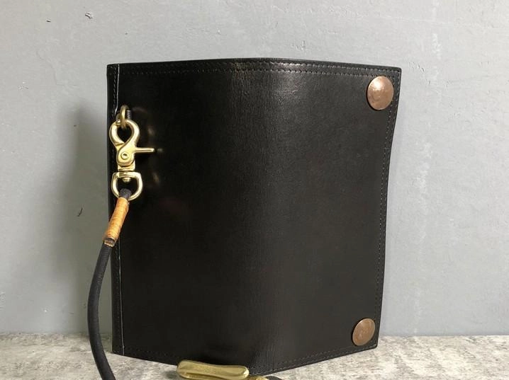 Handmade Leather Mens Cool Long Leather Wallet Biker Wallet Clutch Wallet for Men