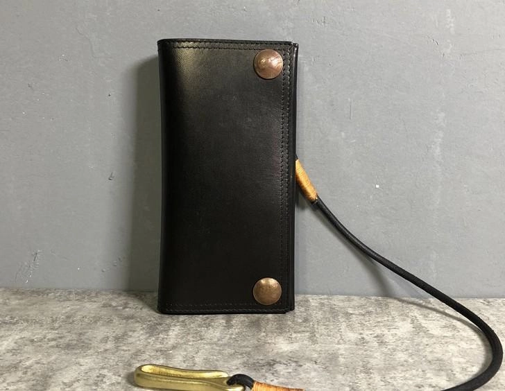 Handmade Leather Mens Cool Long Leather Wallet Biker Wallet Clutch Wallet for Men