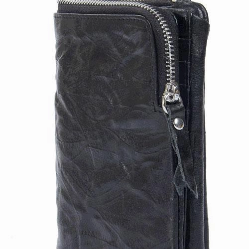Handmade Leather Mens Cool Long Leather Wallet Trifold Clutch Wallet for Men