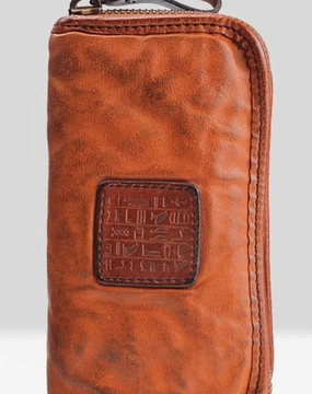 Handmade Leather Mens Cool Long Leather Wallet Zipper Clutch Wallet for Men