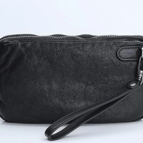 Handmade Leather Mens Cool Long Leather Wallet Zipper Clutch Wristlet Wallet for Men
