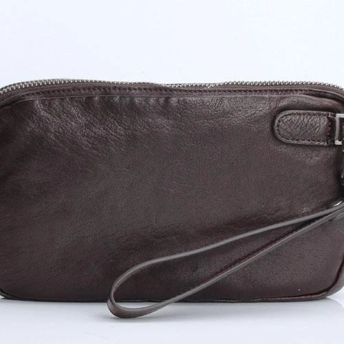 Handmade Leather Mens Cool Long Leather Wallet Zipper Clutch Wristlet Wallet for Men