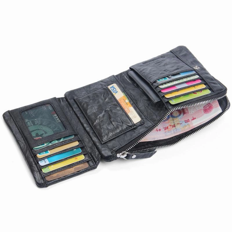 Handmade Leather Mens Cool Long Leather Wallet Zipper Wristlet Clutch Wallet