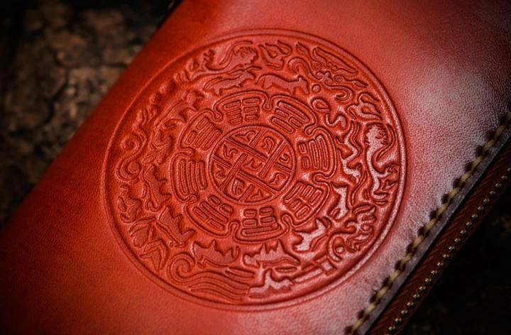Handmade Leather Mens Cool Tibetan Chain Biker Wallets Leather Clutch Wallet Long Wallets for Men