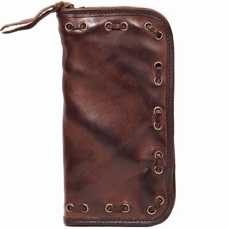 Handmade Leather Mens Long Clutch Wallet Coffee Vintage Zipper Long Wallet for Men