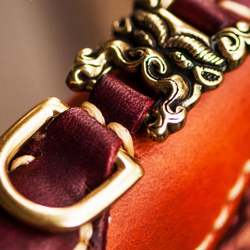 Handmade Leather Mens Tibetan Chain Biker Wallet Cool Leather Clutch Wallet Long Wallets for Men